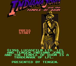 Indiana Jones and the Temple of Doom (Tengen) Title Screen